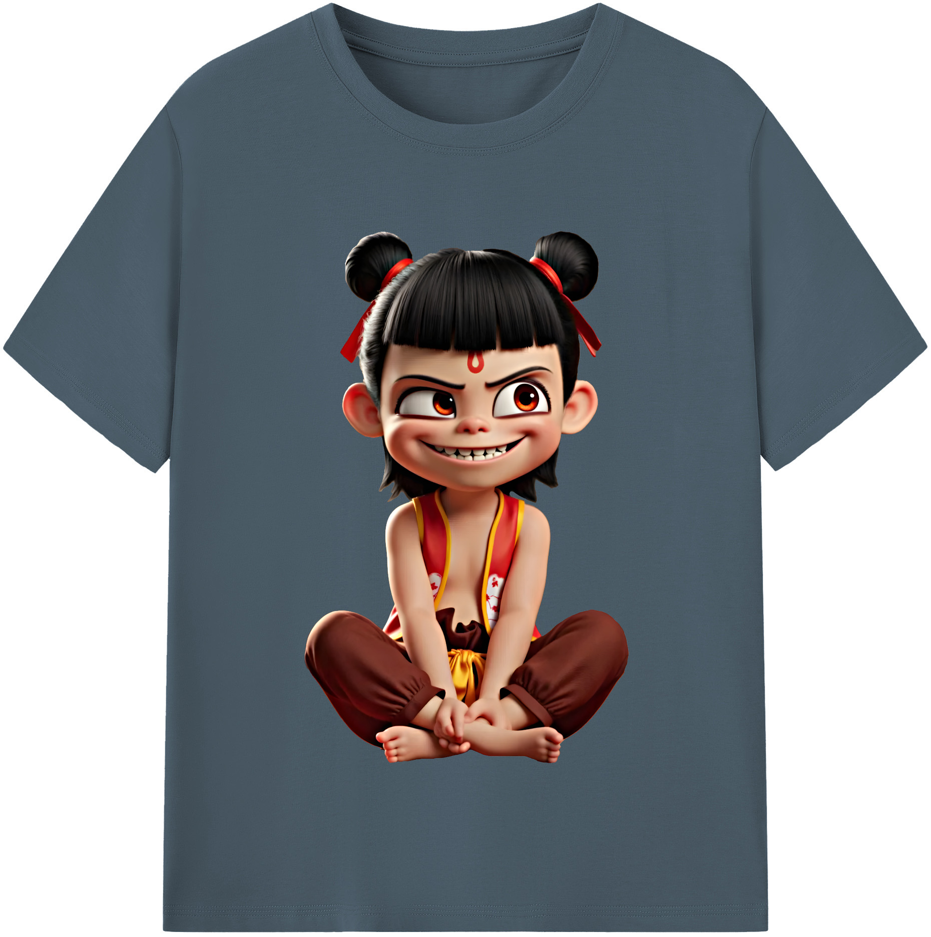 （画像用） Ne Zha 2 ナタ 魔童の大暴れ 綿100％半袖Tシャツ（フロントプリント）